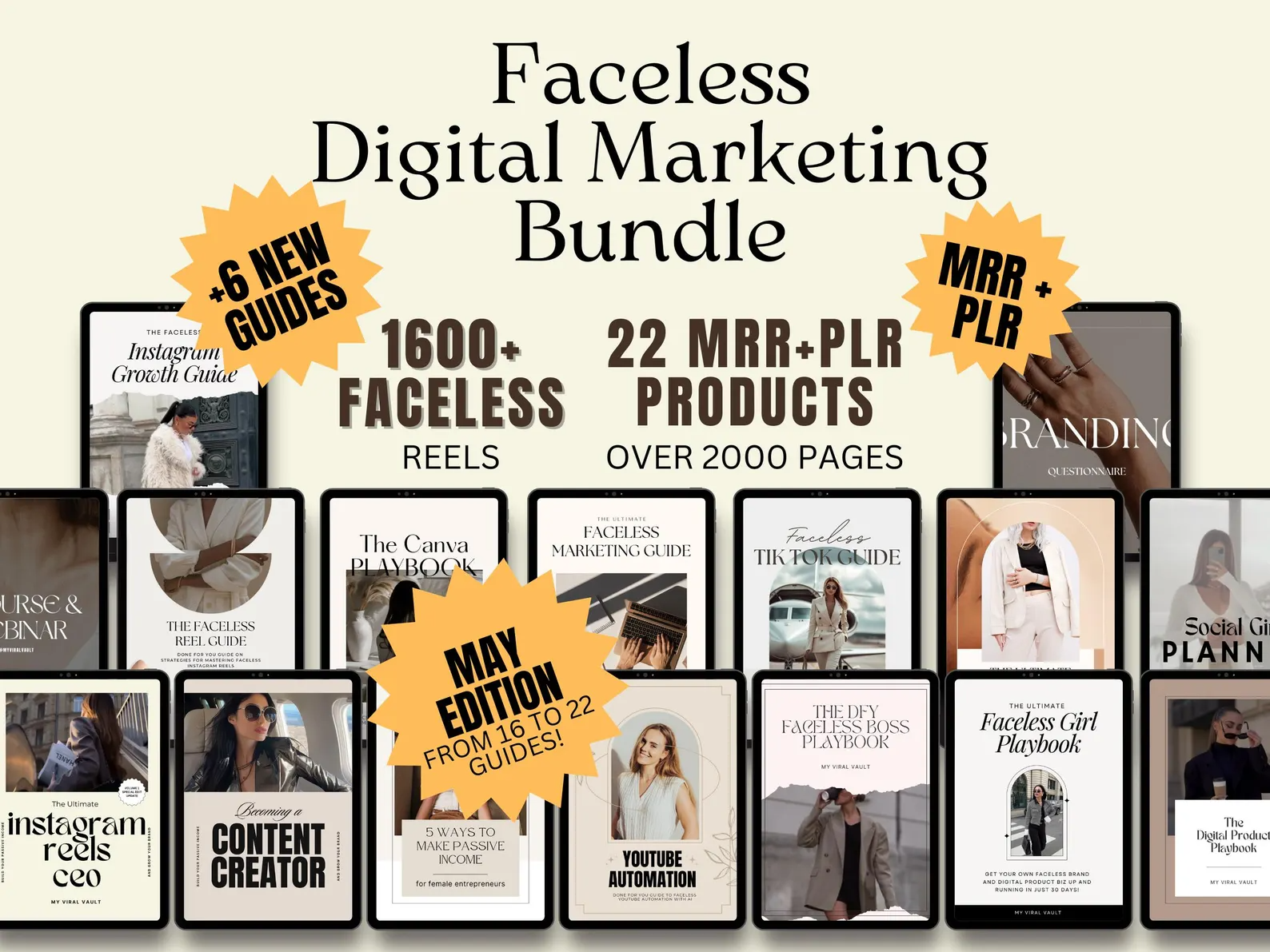 22 Faceless Digital Marketing MRR Products, Faceless Marketing, DFY,
