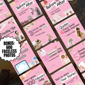 100 Aesthetic Pink Instagram Carousel Templates | Editable Canva PLR MRR